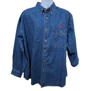 Lee Denim Collection Blue Button-Up With a Logo outdoor lumberjack western boho
